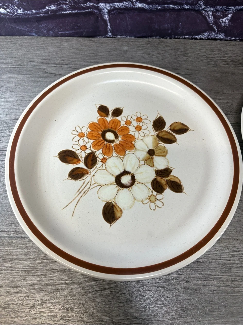Vintage Set of Floral Pleasant Grove Stoneware Dinner Plates